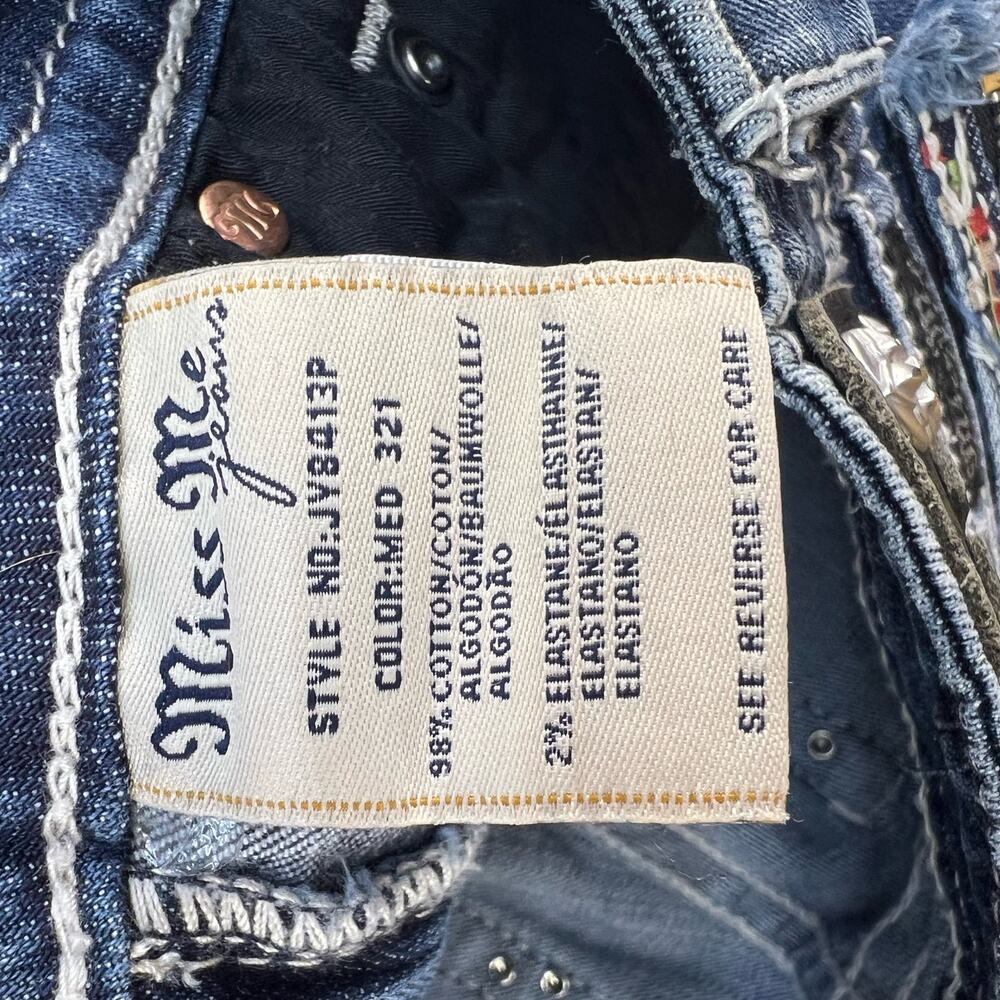 Miss Me Jeans Women's 25 (0) Dark Blue Signature Cuffed Capri Zipper Moto - Picture 14 of 14